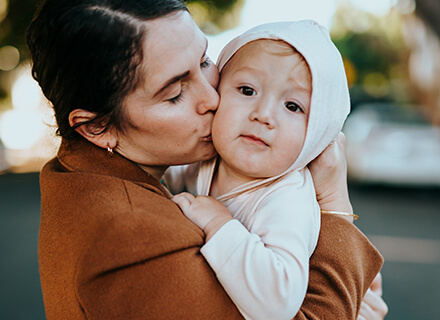 Notice the changes in the mother’s body from conception to the time after birth
